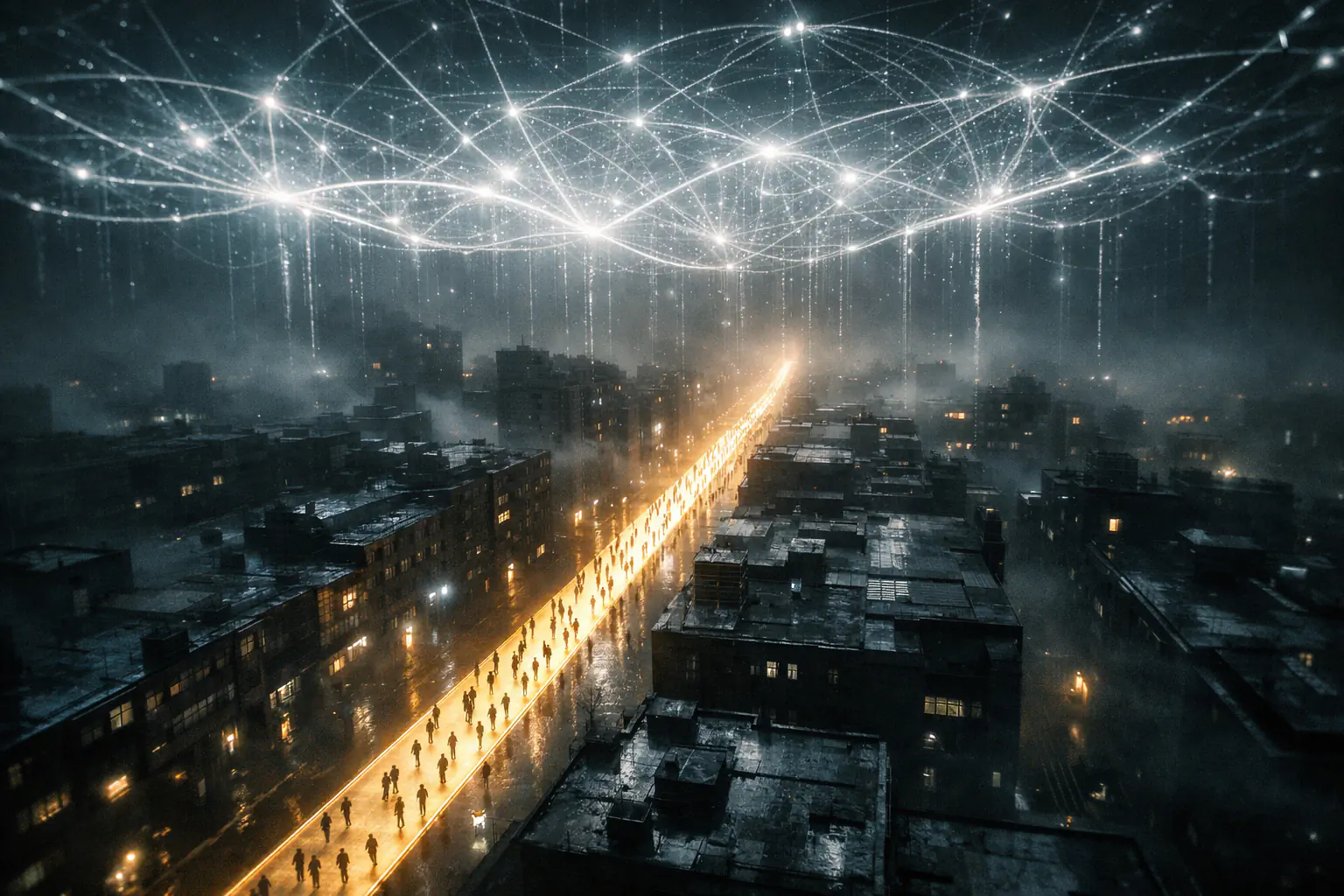 Digital dependence as a network effect: people, chats, and groups converge on a dominant standard that makes exit socially costly.